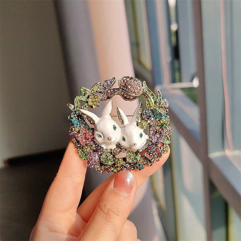 Multi-Color Vintage Rabbit Brooch