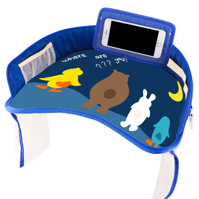 kid car seat tray with animal design