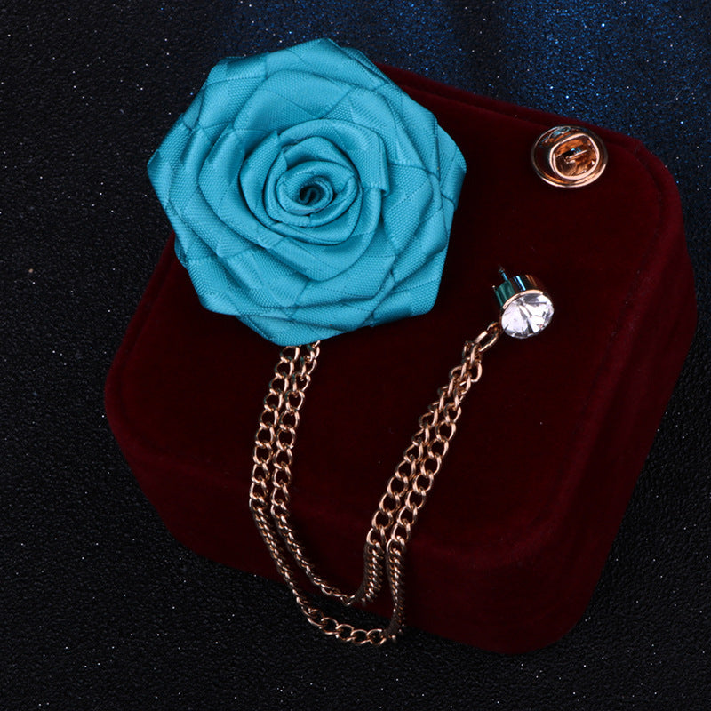 Vintage style rhinestone floral brooch on model