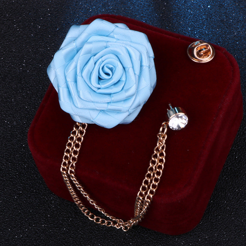 Brooch being worn on blazer lapel
