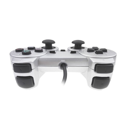 Wired PS2 Game Controller with Dual Vibration - Silver Finish for Perfect Gaming Experience