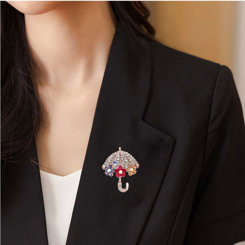 Close-up of Rhinestone details on the brooch