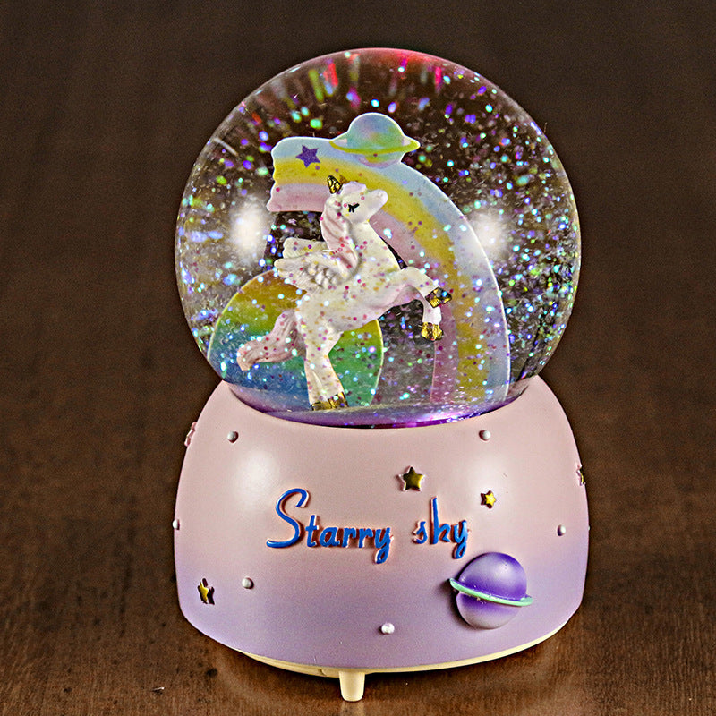 pink snow globe unicorn collectible