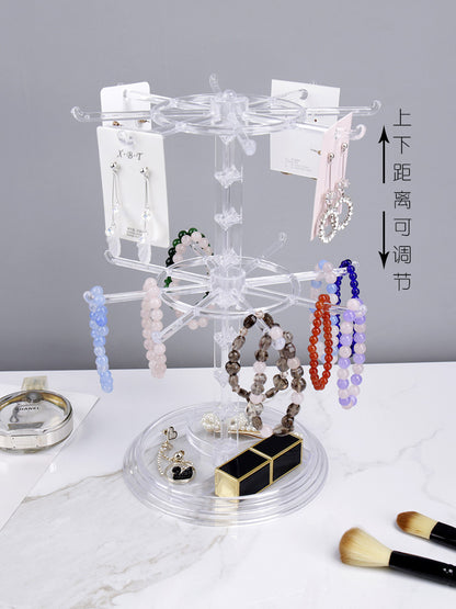 full view of rotating organizer stand with accessories