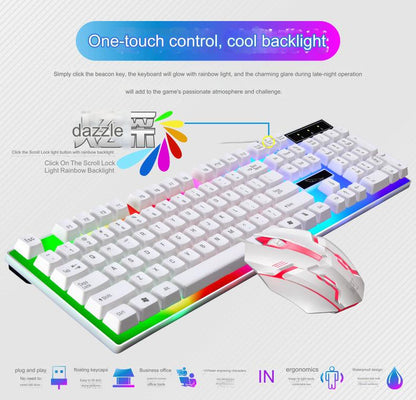 G21B Wired RGB Gaming Keyboard and Mouse Set - USB Backlit Mechanical Feel Combo