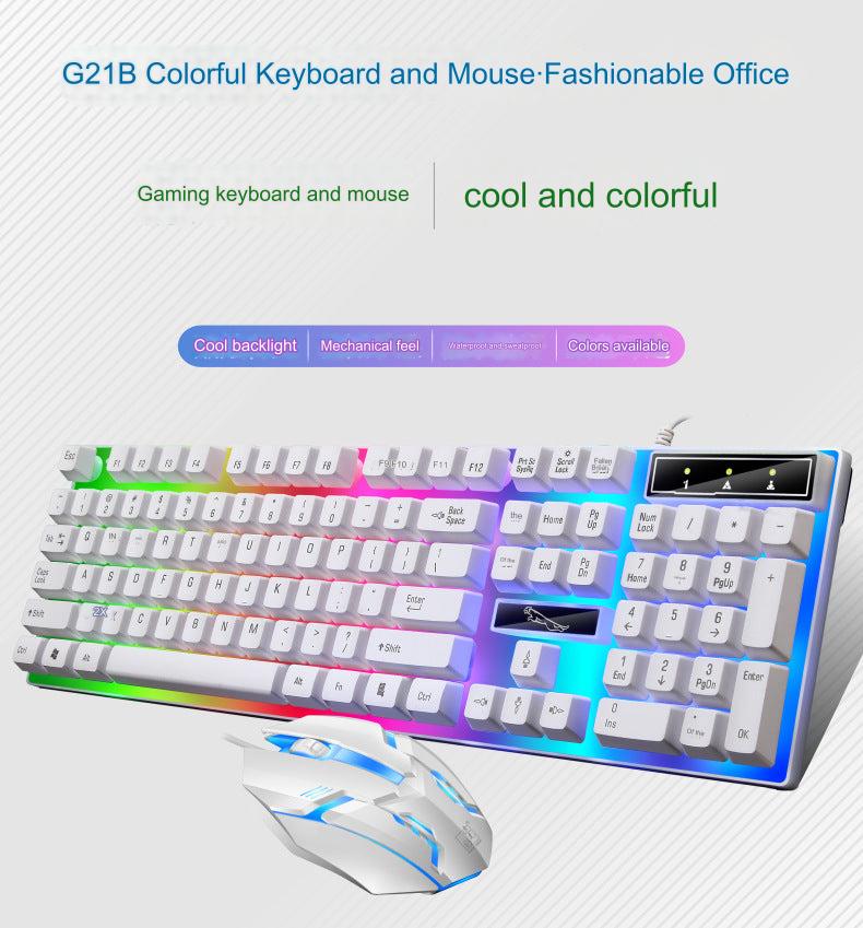 G21B Wired RGB Gaming Keyboard and Mouse Set - USB Backlit Mechanical Feel Combo