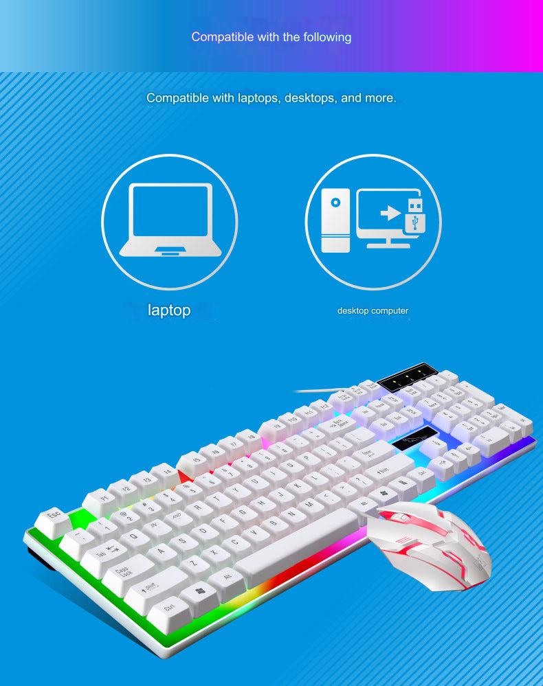 G21B Wired RGB Gaming Keyboard and Mouse Set - USB Backlit Mechanical Feel Combo