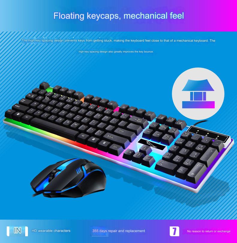 G21B Wired RGB Gaming Keyboard and Mouse Set - USB Backlit Mechanical Feel Combo