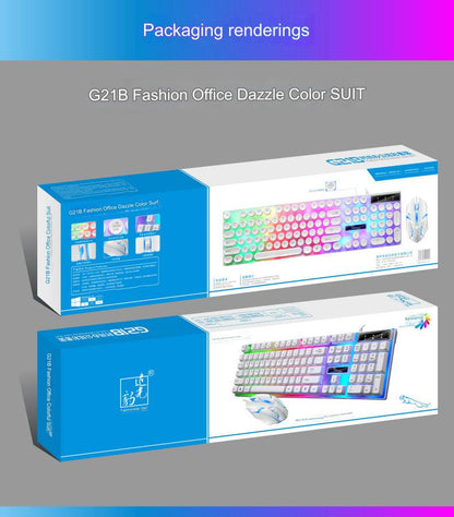 G21B Wired RGB Gaming Keyboard and Mouse Set - USB Backlit Mechanical Feel Combo