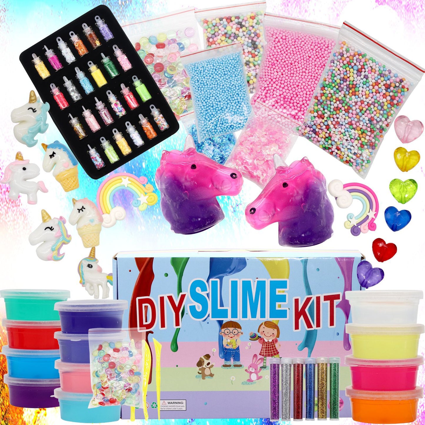 24-Color Crystal Slime Kit - Ultimate DIY Fun for All Ages