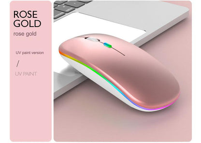 Wireless Bluetooth Dual-Mode Mouse - Silent & Rechargeable Gaming Mouse for Laptops - 2.4G Light-Up Wireless Mouse