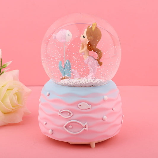 Mermaid music box with glowing crystal ball