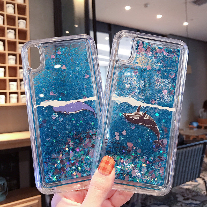 Cute Unicorn & Dolphin Liquid Glitter Phone Case for iPhone and Samsung - Shockproof TPU Protection