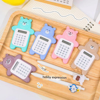 blue cartoon bear pocket calculator