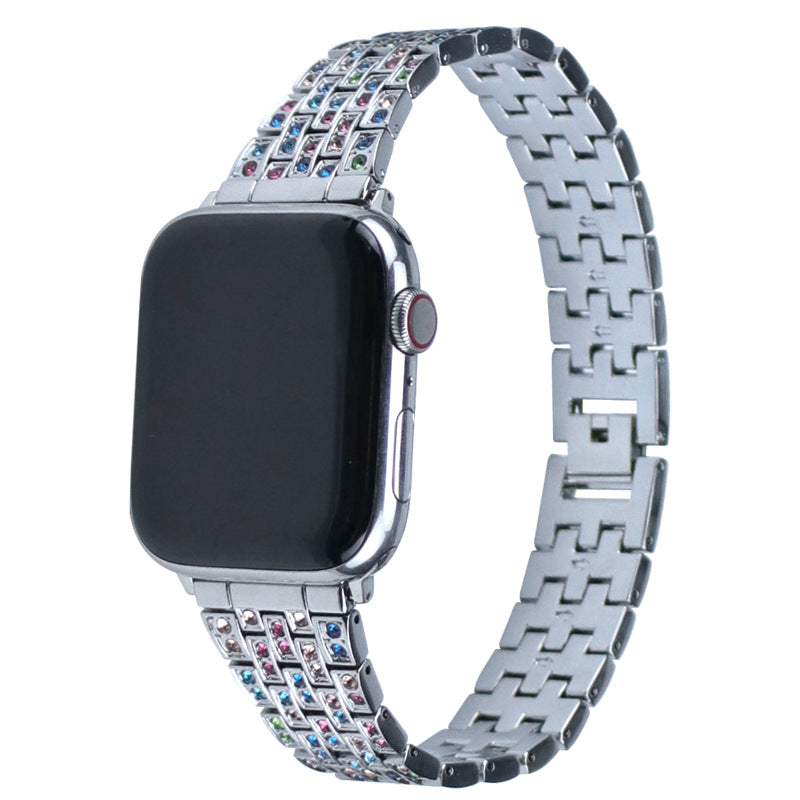 Luxury Diamond-Studded Metal Apple Watch Band - Compatible with All Models