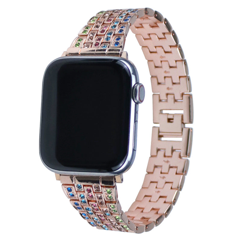 Luxury Diamond-Studded Metal Apple Watch Band - Compatible with All Models