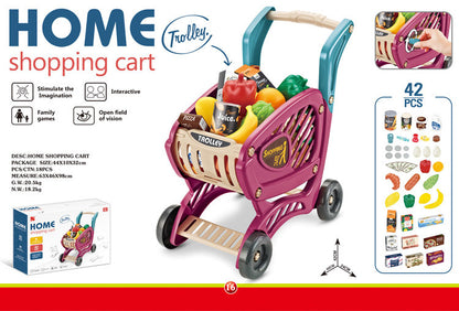 interactive toy shopping cart with yellow accents and music