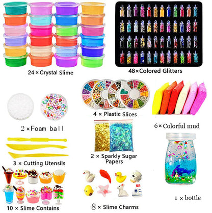 24-Color Crystal Slime Kit - Ultimate DIY Fun for All Ages