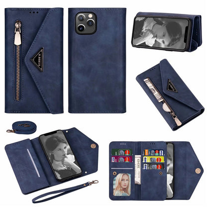 Premium PU Leather Wallet Case for iPhone & Samsung - Multi-Card Holder with Zipper Closure