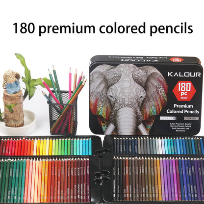 Premium 180-Color Oil-Based Colored Pencil Set in Metal Tin - Ideal for Artists and Students