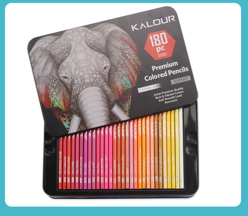 Premium 180-Color Oil-Based Colored Pencil Set in Metal Tin - Ideal for Artists and Students