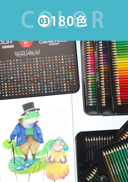 Premium 180-Color Oil-Based Colored Pencil Set in Metal Tin - Ideal for Artists and Students