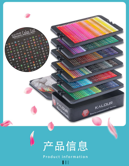 Premium 180-Color Oil-Based Colored Pencil Set in Metal Tin - Ideal for Artists and Students