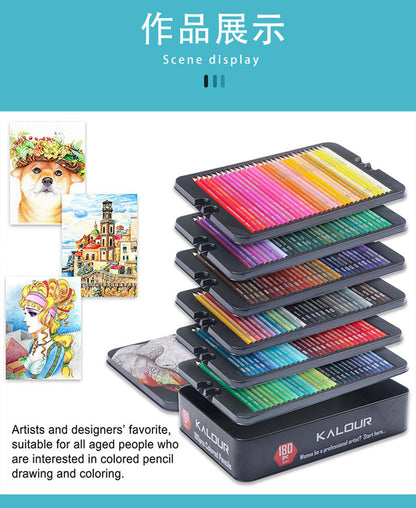 Premium 180-Color Oil-Based Colored Pencil Set in Metal Tin - Ideal for Artists and Students