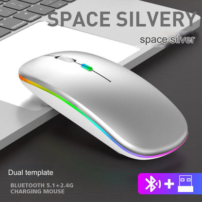 Wireless Bluetooth Dual-Mode Mouse - Silent & Rechargeable Gaming Mouse for Laptops - 2.4G Light-Up Wireless Mouse