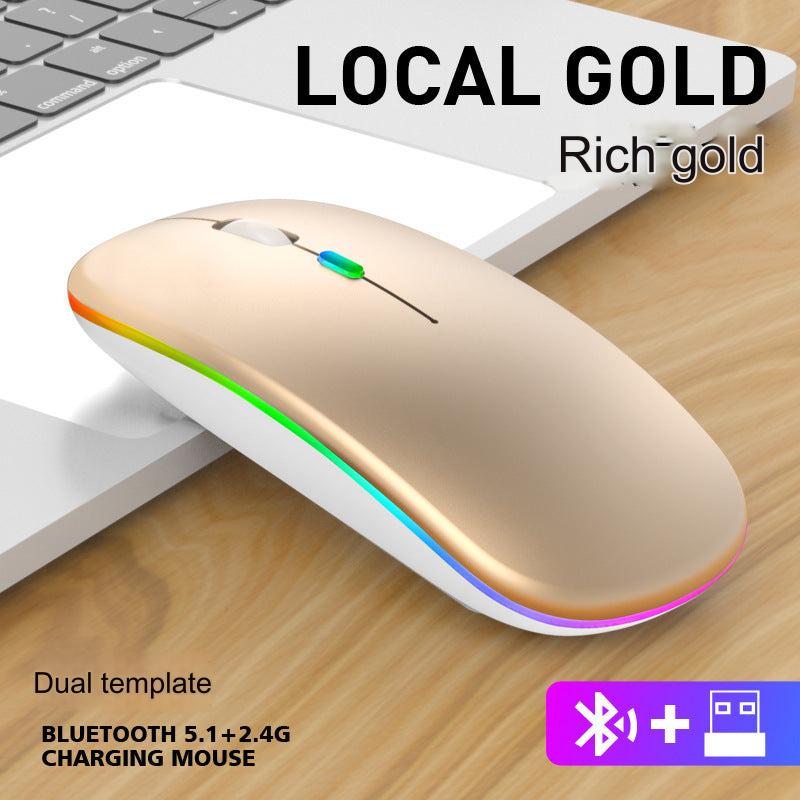 Wireless Bluetooth Dual-Mode Mouse - Silent & Rechargeable Gaming Mouse for Laptops - 2.4G Light-Up Wireless Mouse