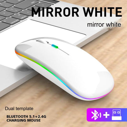 Wireless Bluetooth Dual-Mode Mouse - Silent & Rechargeable Gaming Mouse for Laptops - 2.4G Light-Up Wireless Mouse