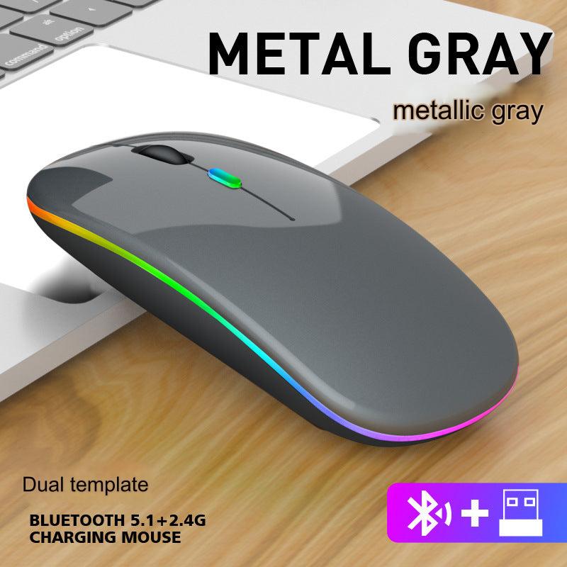 Wireless Bluetooth Dual-Mode Mouse - Silent & Rechargeable Gaming Mouse for Laptops - 2.4G Light-Up Wireless Mouse