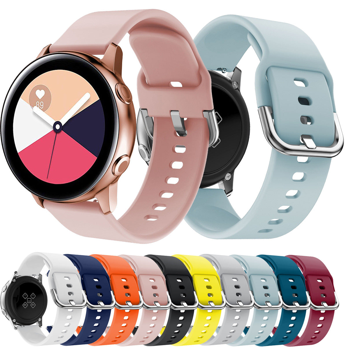 Premium Silicone Sport Band for Samsung Galaxy Watch Active/Active2 - Customizable Colors