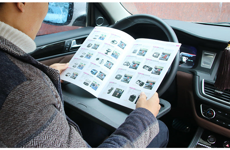 black steering wheel laptop holder