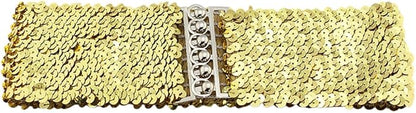 woman wearing sequin belt cinched at waist