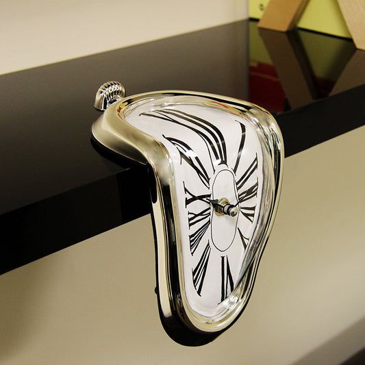 modern melting clock on white background