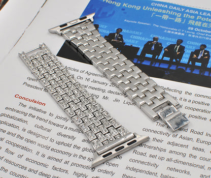 Luxury Diamond-Studded Metal Apple Watch Band - Compatible with All Models