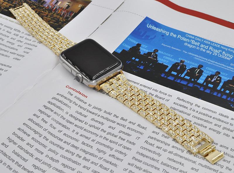 Luxury Diamond-Studded Metal Apple Watch Band - Compatible with All Models