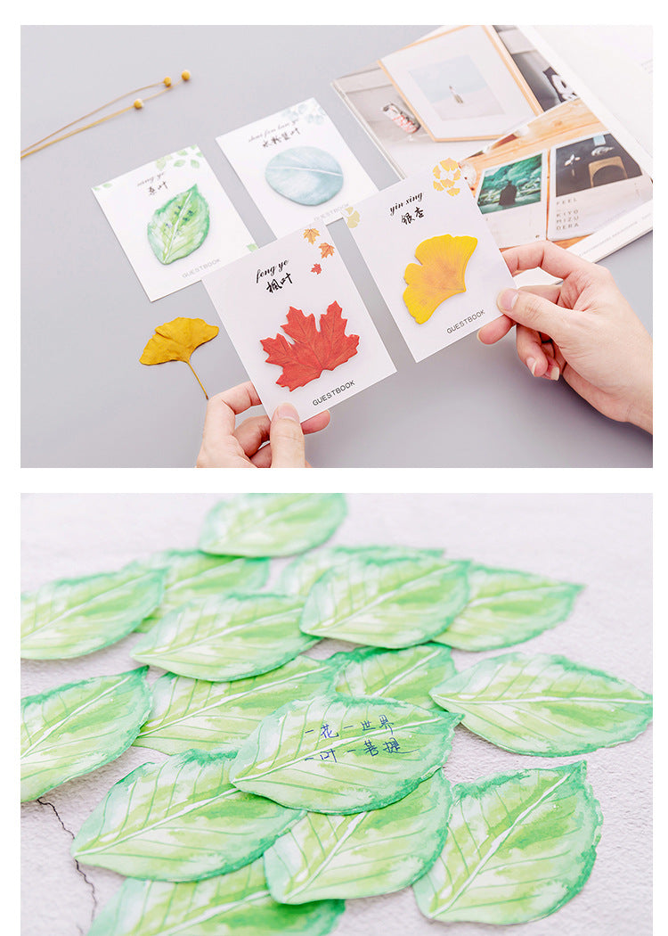 Colorful autumn leaf sticky notes