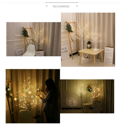 decorative LED birch tree night setting