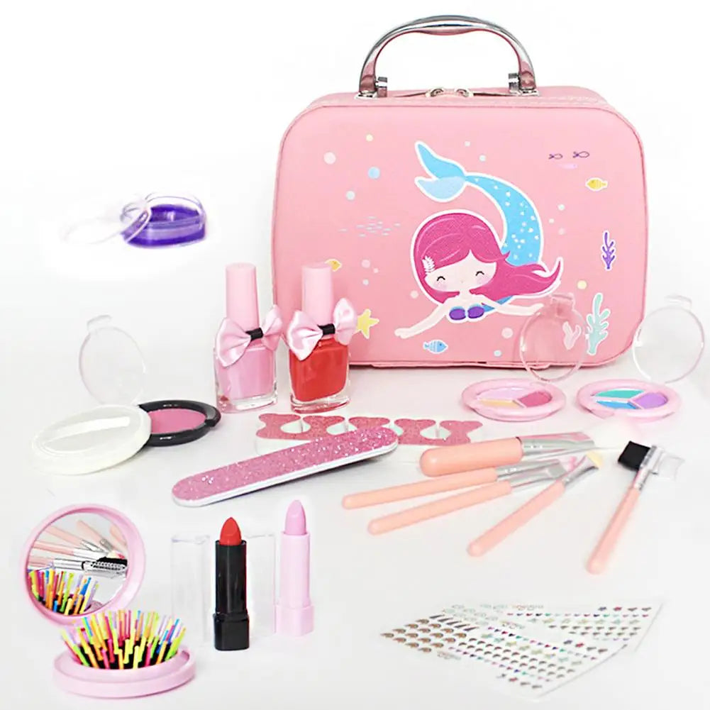 Mermaid toy makeup set with pink blush