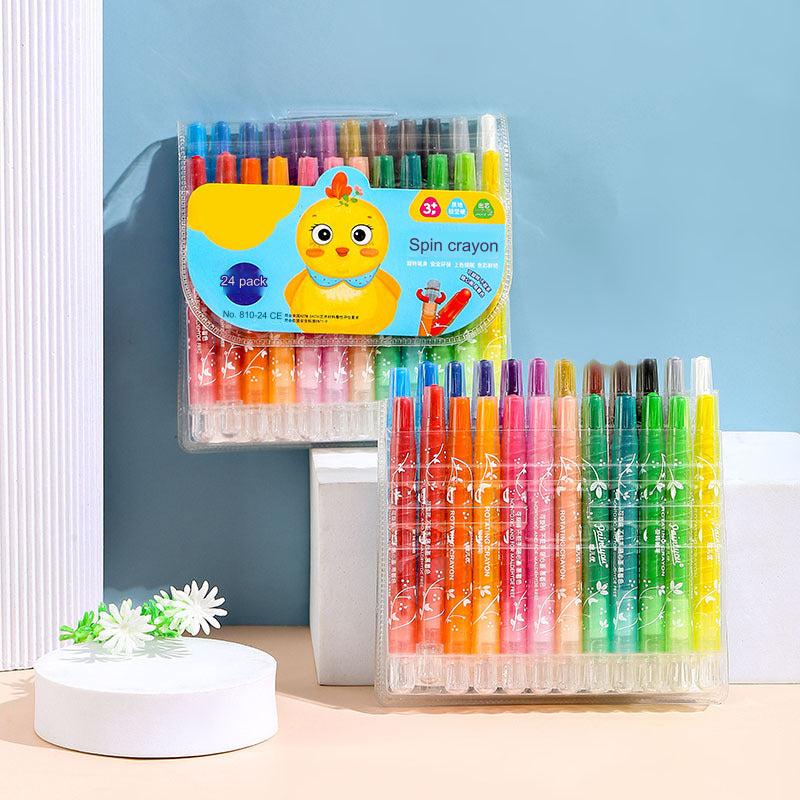 Colorful Rotating Crayon Set - Safe, Non-Toxic & Mess-Free for Kids - Ideal for Arts & Crafts Activities