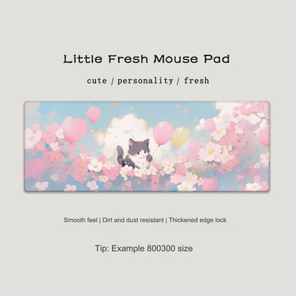 Cute Cat-Themed Non-Slip Gaming Mouse Pad - Large Desk Mat for Office and Home Use