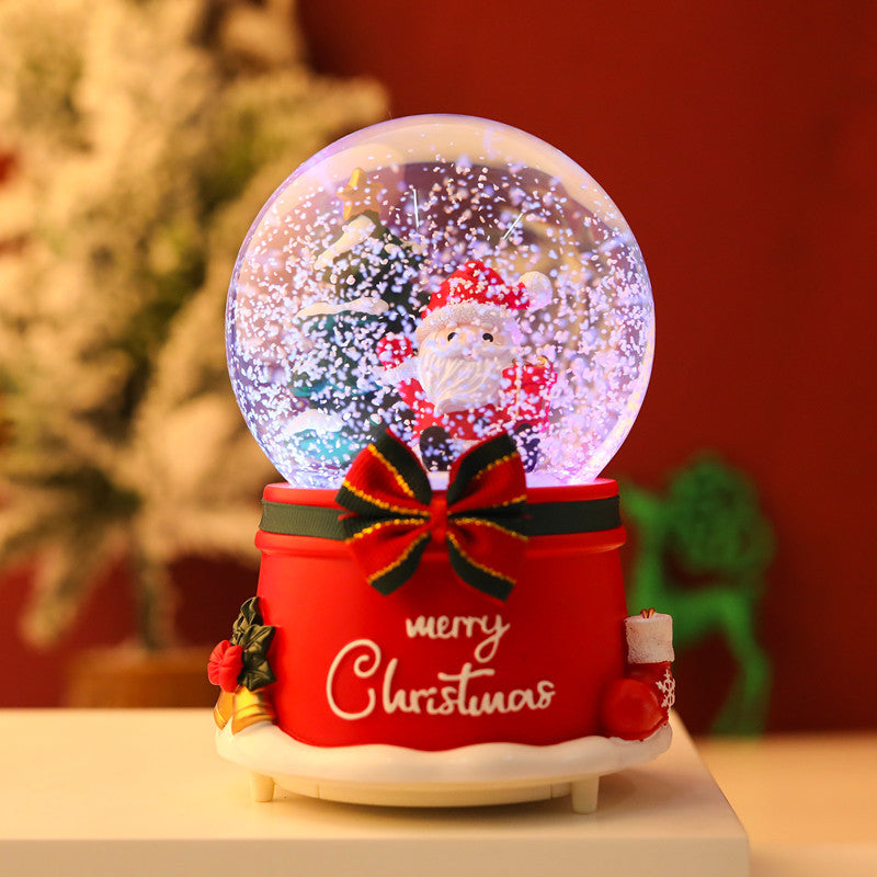 Christmas snow globe with music and light details