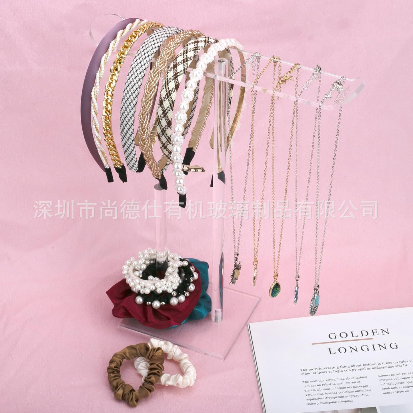 transparent acrylic jewelry stand front view