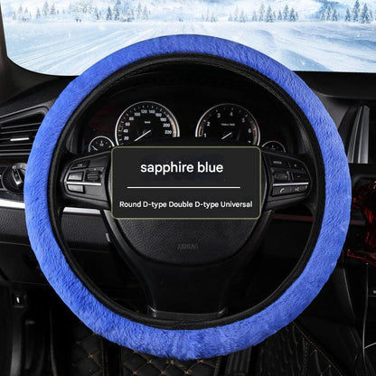 Comfy black faux fur steering wheel cover