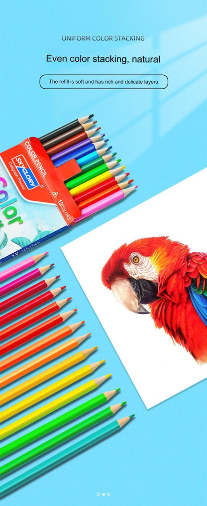 Vibrant 12-Color Oil-Based Colored Pencil Set - Perfect for Kids' Art Projects!