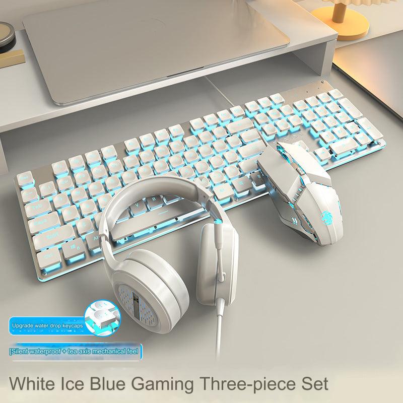 EWEADN GX710 Silent Mechanical Keyboard & Mouse Set - Wired Gaming & Office Combo with RGB Backlight