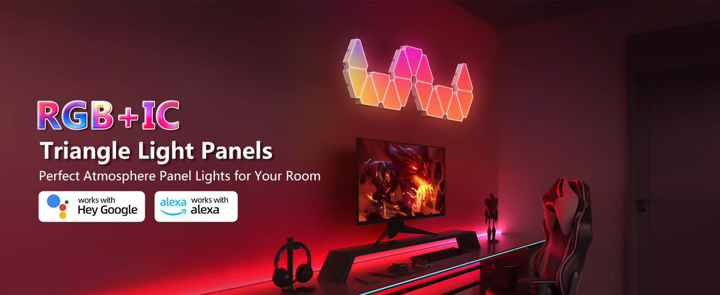 Triangle LED mood light on wall