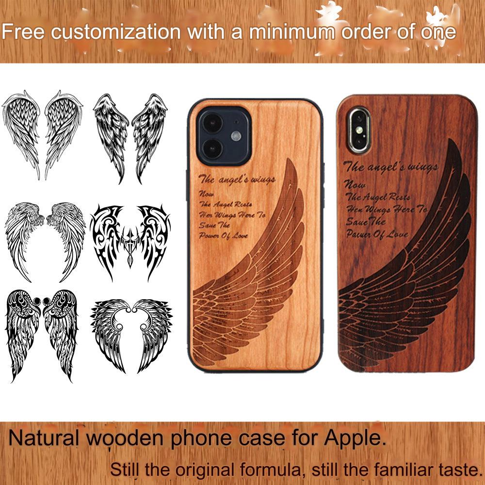 Custom Engraved Wooden Phone Case for iPhone 13 Pro & 15 Pro Max - Stylish & Durable Protection